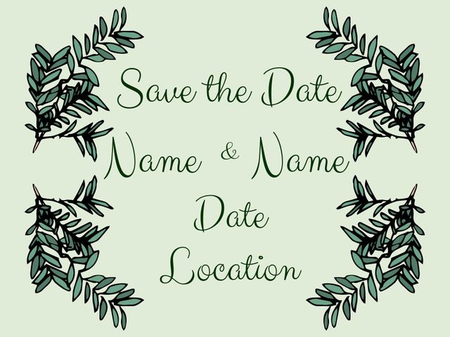 Elegant Wedding Save The Date with Leafy Decorations - Download Free Stock Templates Pikwizard.com