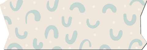 Transparent banner with green curvy shapes and white dots on beige