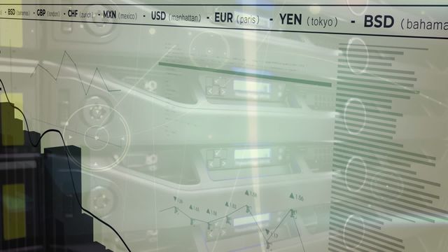 This visually engaging composite shows various financial charts and currency symbols integrated over a background featuring audio equipment. Ideal for illustrating the connection between finance and the music industry, as well as representing concepts in financial analysis, business reports, and economic trends in technology and creative sectors.