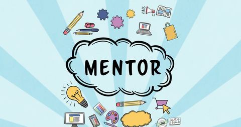 Mentor Concept Art Featuring School Supplies and Blue Background - Download Free Stock Images Pikwizard.com
