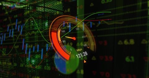 Data Processing with Speedometer Overlay in Server Room - Download Free Stock Images Pikwizard.com