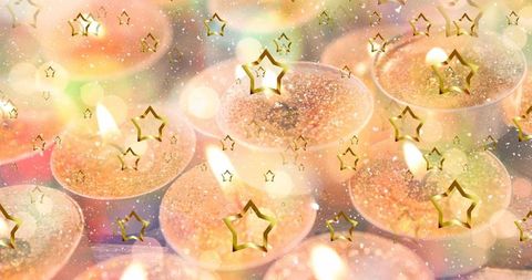 Festive tea light candles with starry glitter decoration