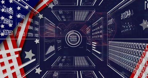Futuristic Data Stream with American Flag Motif