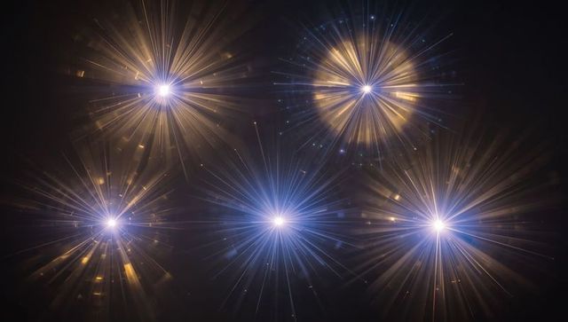 Glow of Starbursts and Radiant Beams in Dark Background