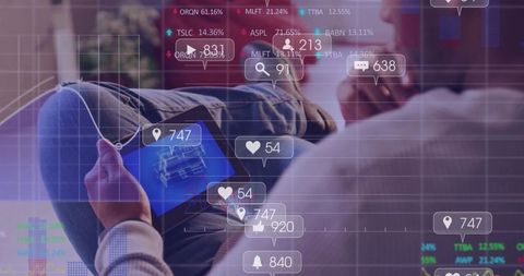 Man Multitasking with Digital Devices and Social Media Analytics