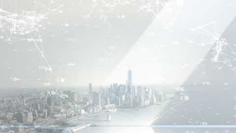 Futuristic City and Digital Networking Overlay