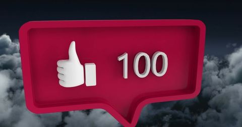 Social media like notification icon over cloudy background