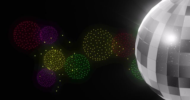 Disco Ball with Festive Lights and Fireworks on Black Background - Download Free Stock Images Pikwizard.com