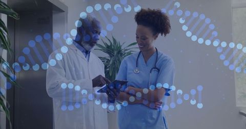 Healthcare professionals discussing medical technology advancements