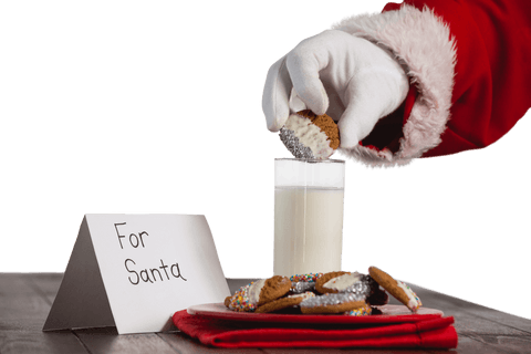santa's hand dipping cookies in milk transparent design - Download Free Stock Videos Pikwizard.com