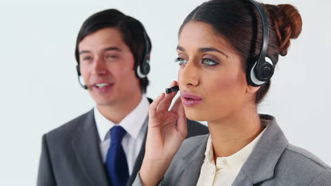 Professional Call Center Agents in Modern Office Environment