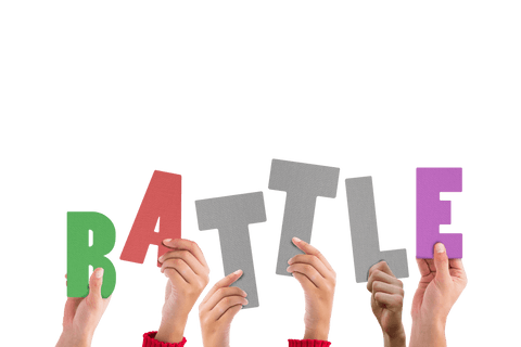 hands holding battle text on transparent background - Download Free Stock Videos Pikwizard.com