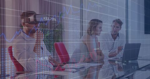 Virtual Reality Meeting and Financial Data Analysis - Download Free Stock Images Pikwizard.com