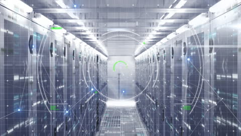 High-Tech Virtual Interface in Server Room for Data Technology