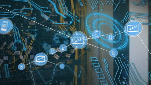 Digital Connections Overlaid on Server Room Network