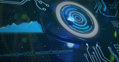 Futuristic Interface with Digital Data Charts and Circuit Patterns - Download Free Stock Images Pikwizard.com