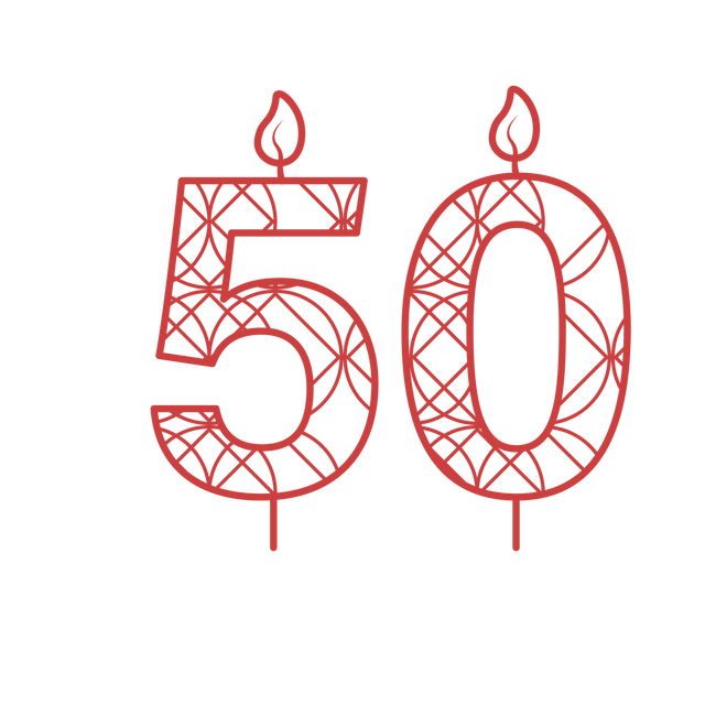 Red 50 Birthday Candle Illustration on Transparent Background - Download Free Stock Videos Pikwizard.com