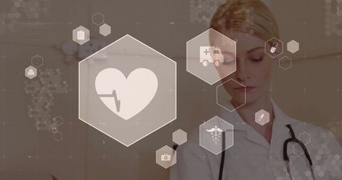 Futuristic telemedicine and healthcare concept with female doctor