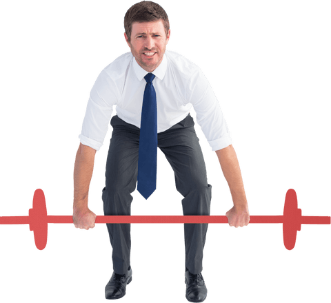 Businessman Attempting to Lift Mock Barbell in Transparent Background - Download Free Stock Videos Pikwizard.com