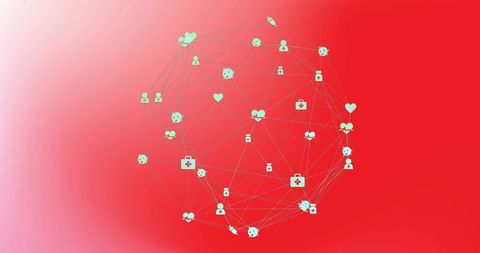 Digital Medical Network Globe on Red Background - Download Free Stock Images Pikwizard.com