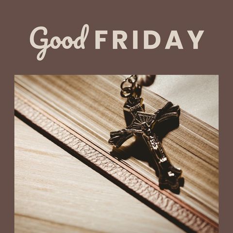 Good friday: rosary and bible depiction