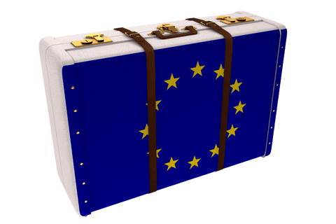 suitcase with eu flag design on transparent background - Download Free Stock Videos Pikwizard.com