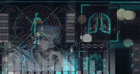 Futuristic Medical Data Interface with Man Analyzing COVID-19 Impact on Lungs - Download Free Stock Images Pikwizard.com