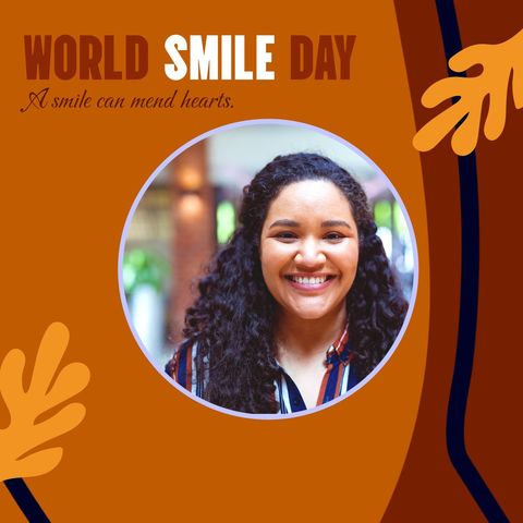 world smile day celebration with smiling biracial woman - Download Free Stock Templates Pikwizard.com