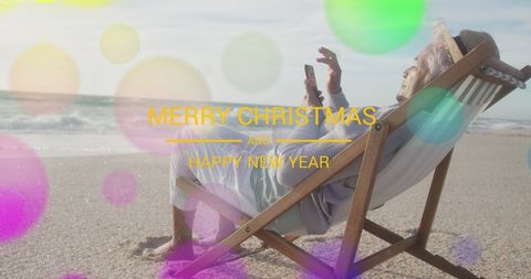 Senior Man Celebrating Christmas on Beach