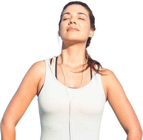 Fit woman enjoying outdoor workout on transparent background