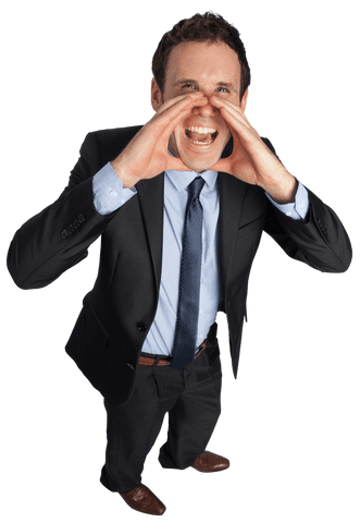 Caucasian Businessman Enthusiastically Calling Transparent Background - Download Free Stock Videos Pikwizard.com