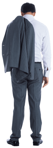 Transparent Businessman Holding Suit Jacket Back View