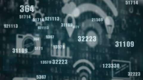 Digital Data Processing Animation with Technology Icons