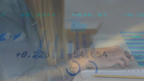 Businesswoman Analyzing Stock Market Data Visualization