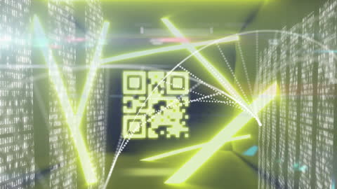 Futuristic Digital Interface with QR Code Animation