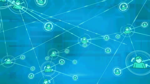 Illustration of Network Connections with Icons on Blue Background