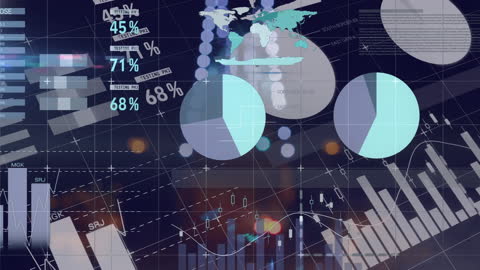 Futuristic Analytics Dashboard with Cityscape Background