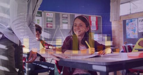 Digital Learning in Classroom With Finance Data Overlay - Download Free Stock Images Pikwizard.com