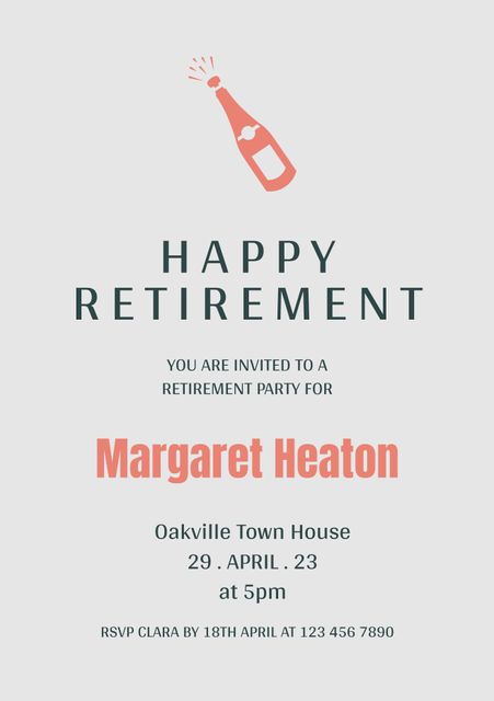 Elegant Retirement Party Invitation with Champagne Graphic - Download Free Stock Videos Pikwizard.com