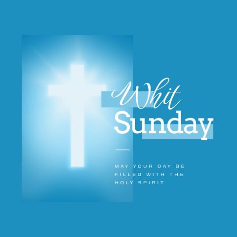 bright glowing cross with whit sunday message - Download Free Stock Templates Pikwizard.com
