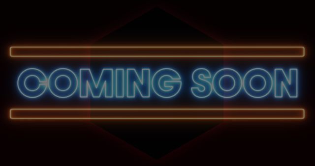 Blue Neon 'Coming Soon' Text with Red Hexagons - Download Free Stock Images Pikwizard.com