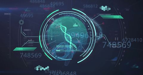 Futuristic Digital Interface with DNA and Data Analysis - Download Free Stock Images Pikwizard.com