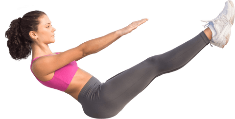 Sporty Woman Exercising Fitness Pose on Transparent Background