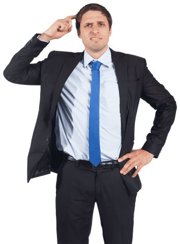 Confused Businessman on Transparent Background