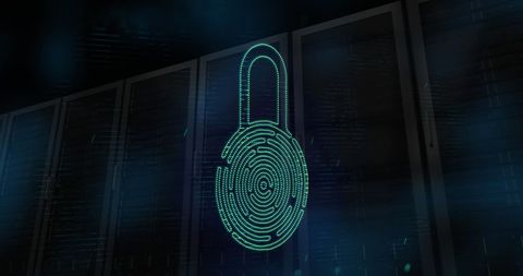 Digital Security Padlock Icon Over Servers in Dark Room - Download Free Stock Images Pikwizard.com