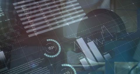 Virtual Reality Headset on Desk with Transparent Data Visuals