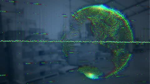 DNA Strand with Digital Data Overlay Having Futuristic Theme