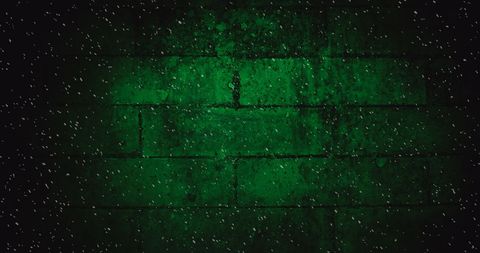 Winter Snowfall Against Green Brick Wall Background - Download Free Stock Images Pikwizard.com