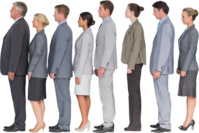 Transparent Business Team Standing in Row Profile Group Silent Lineup - Download Free Stock Videos Pikwizard.com