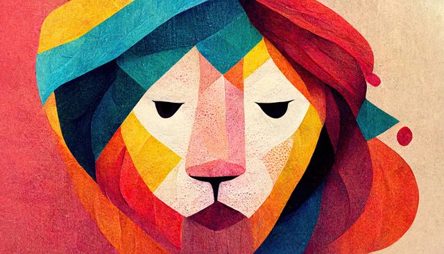 Colorful Geometric Lion Illustration with Abstract Design - Download Free Stock Images Pikwizard.com